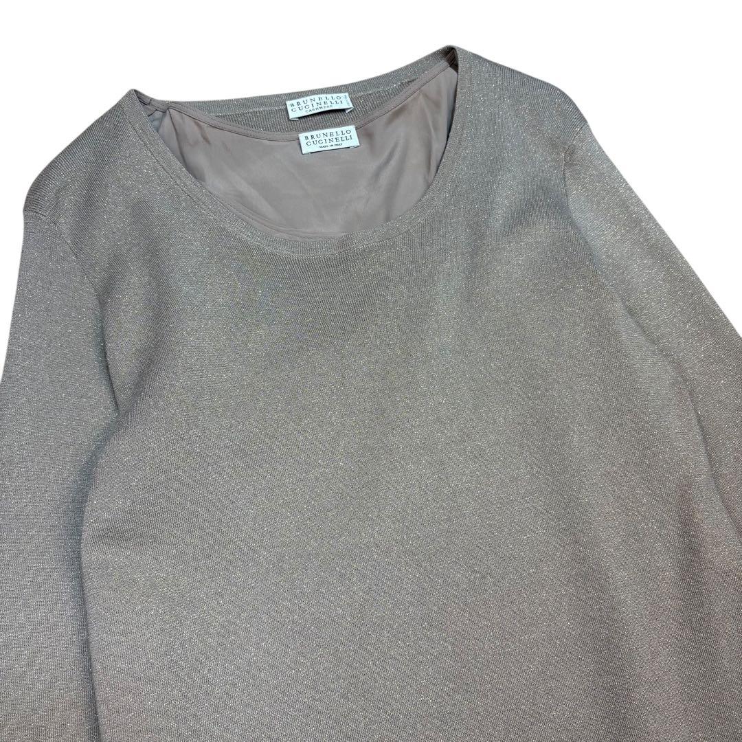 極美品 ブルネロクチネリ カシミヤ シルク ラメニットワンピース Lサイズ