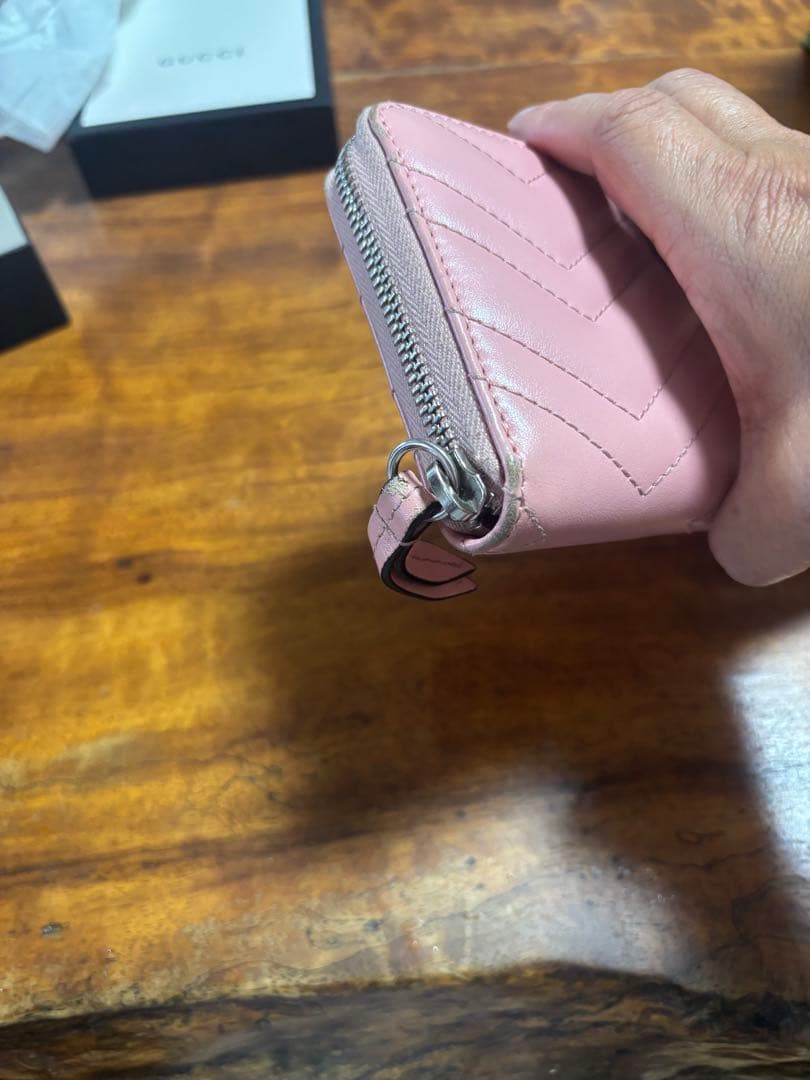 値下げ　GUCCI ピンク 長財布 ダブルGロゴ マーモント キルティングレザー