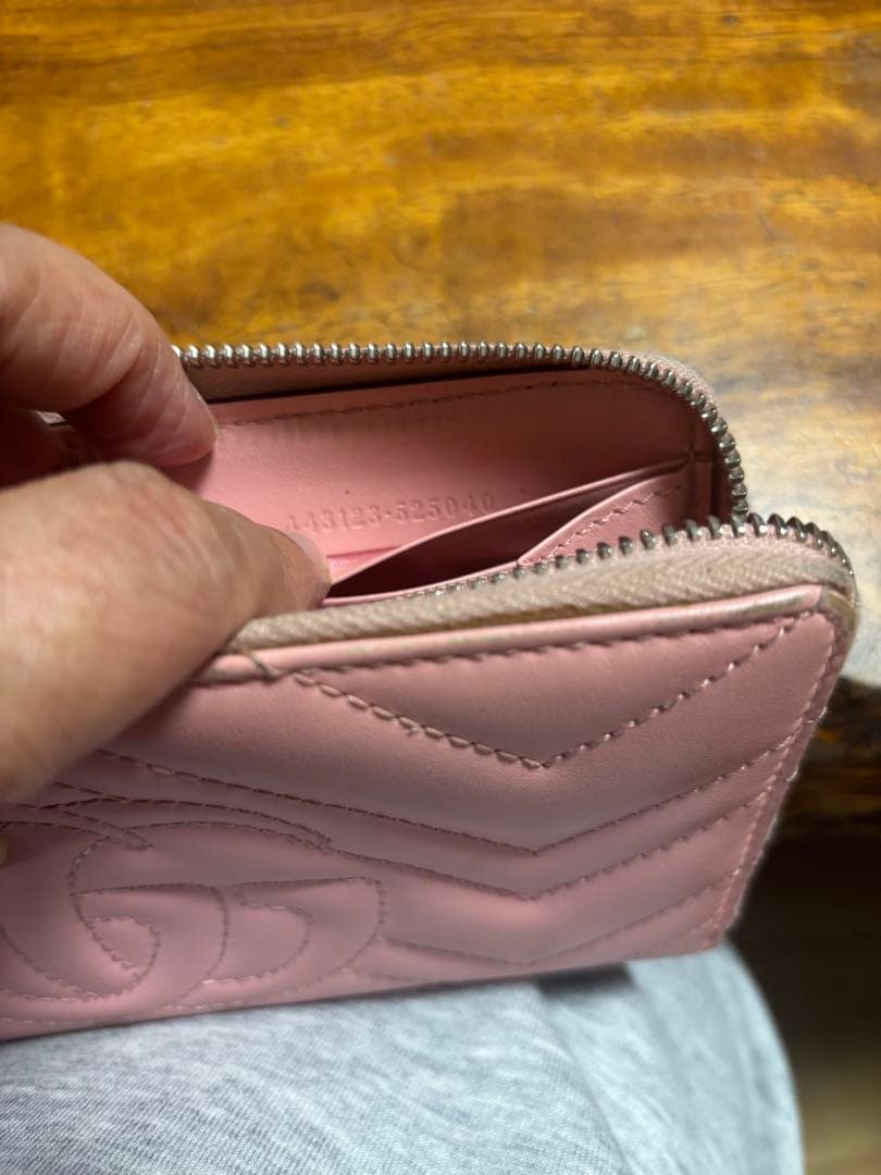 値下げ　GUCCI ピンク 長財布 ダブルGロゴ マーモント キルティングレザー