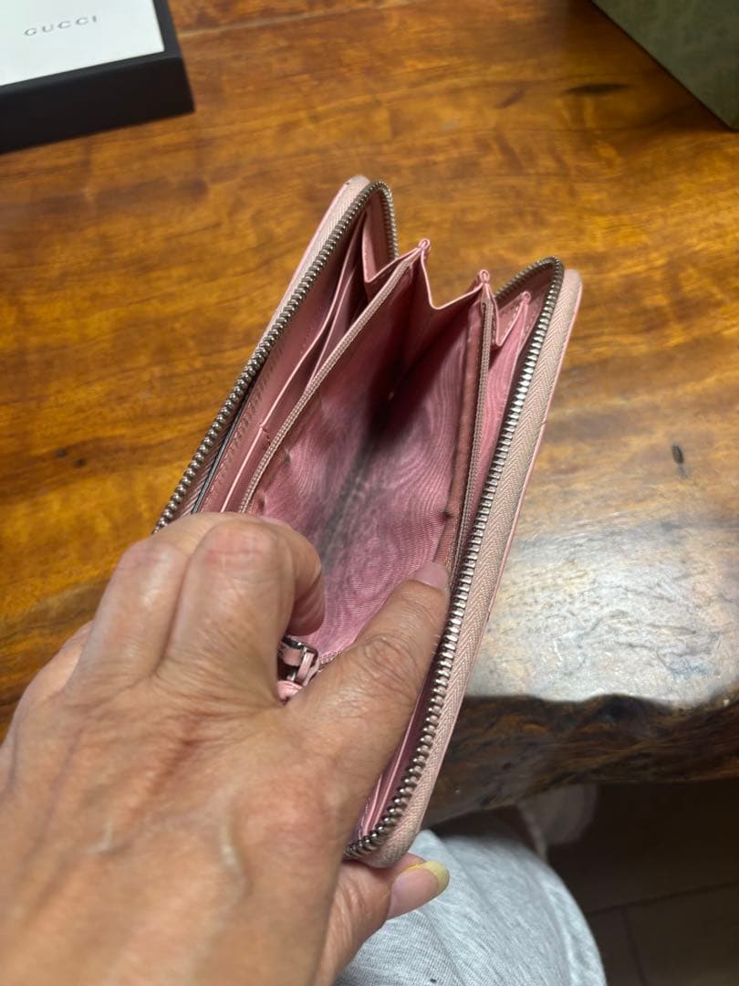 値下げ　GUCCI ピンク 長財布 ダブルGロゴ マーモント キルティングレザー