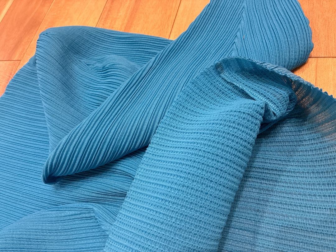 leinwände Puff-sleeve Pleats Top ブルー F