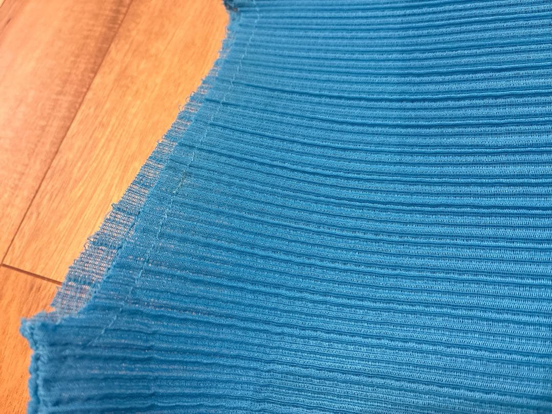 leinwände Puff-sleeve Pleats Top ブルー F