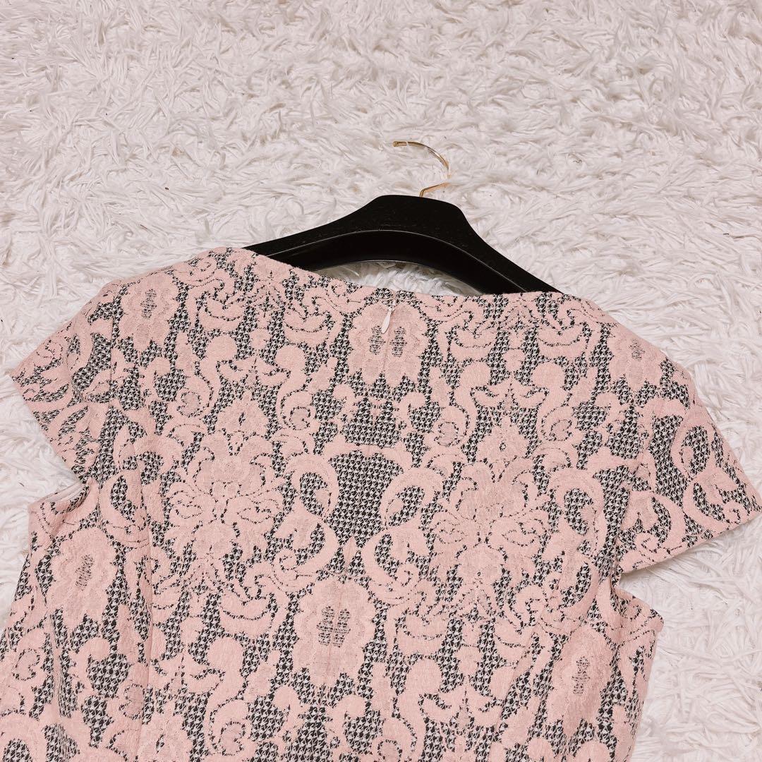 ANAYI レース ボンディング フレア ワンピース ジャガード チェック