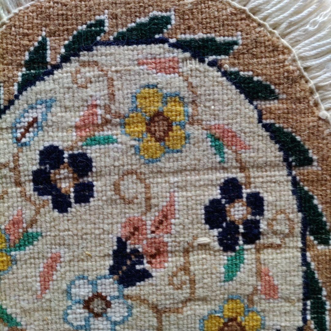 ハート ペルシャ絨毯イラン ナイン産 手織り ミニチェアマット 座布団