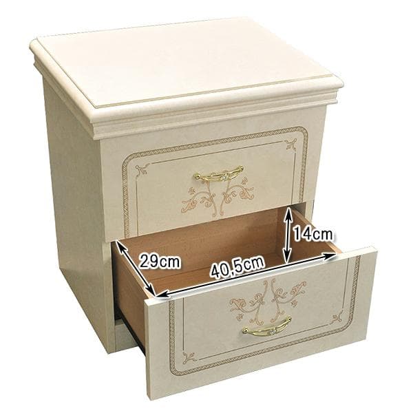 イタリア製２段チェスト（ナイトテーブル）アイボリー フローレンス　サルタレッリ社