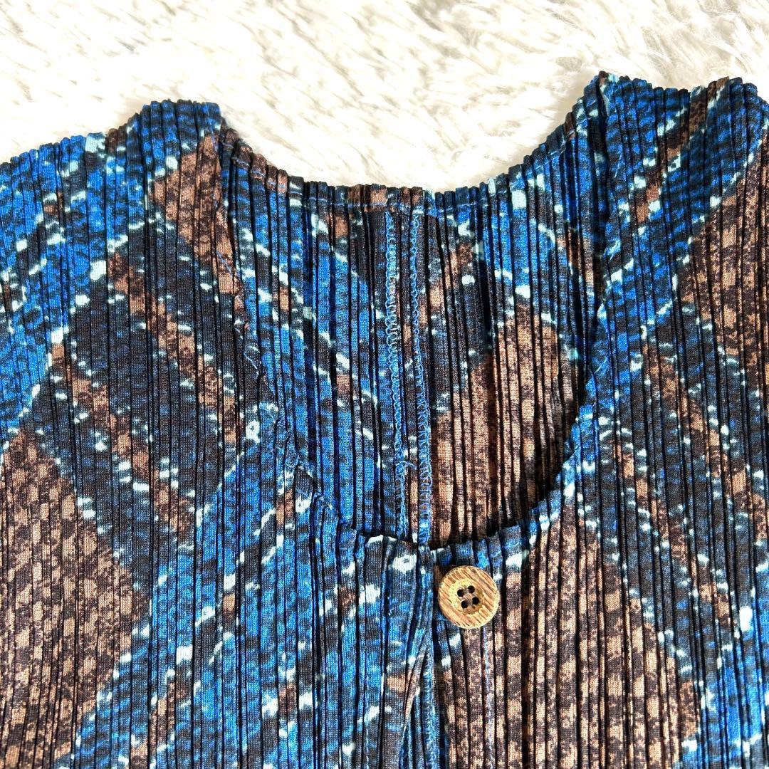 【美品】レアカラー プリーツプリーズ マキシ丈 ワンピース チェック 3 L