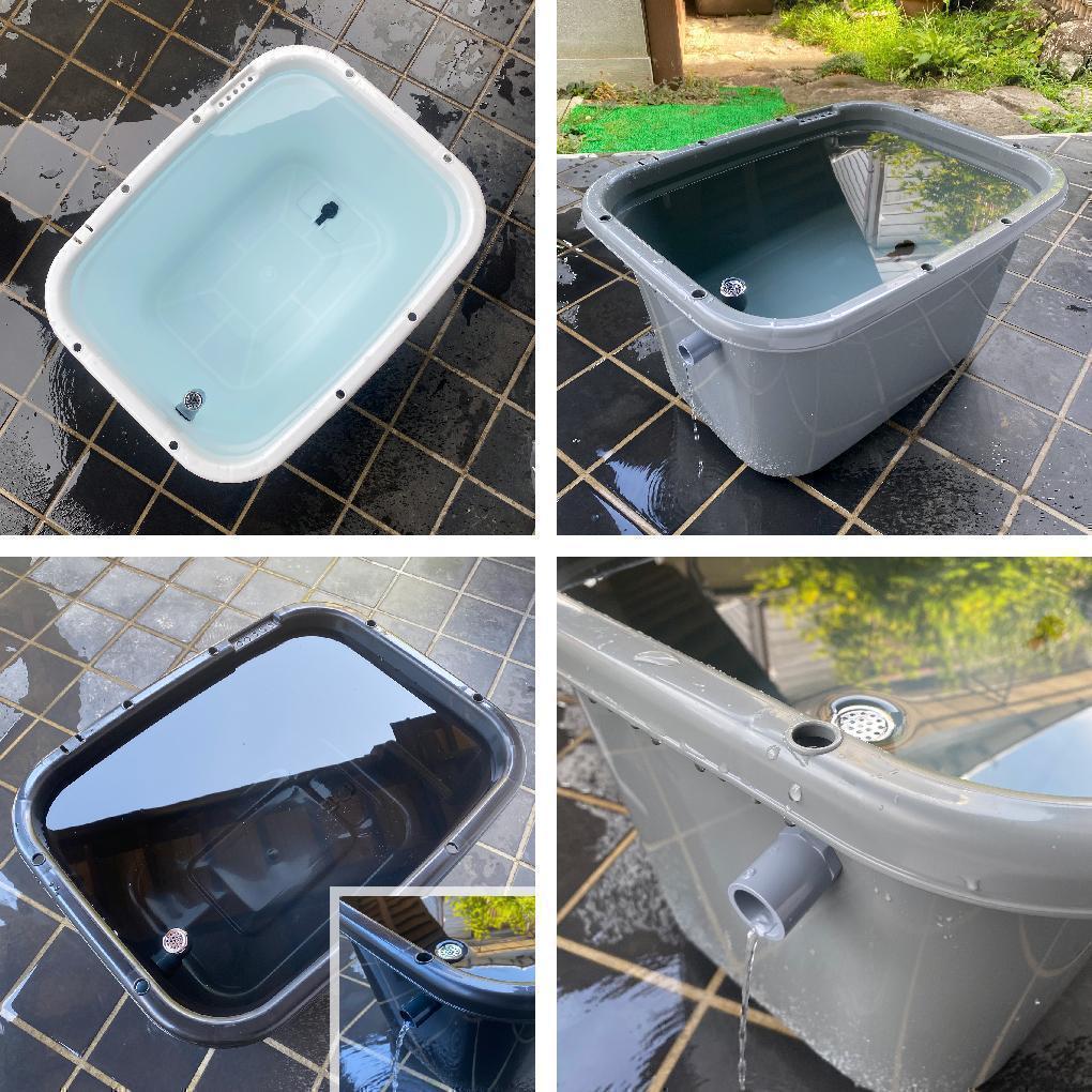 【訳あり特価】メダカ飼育ケース 56㍑訳あり品黒x1個 + 36㍑通常品x4個