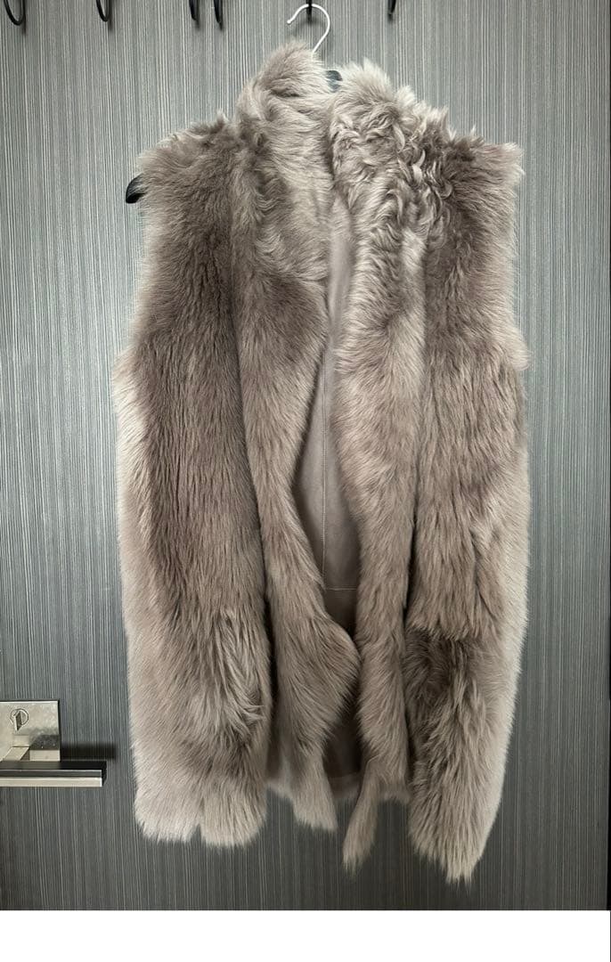 グレー ファーコート ノースリーブ ロング丈