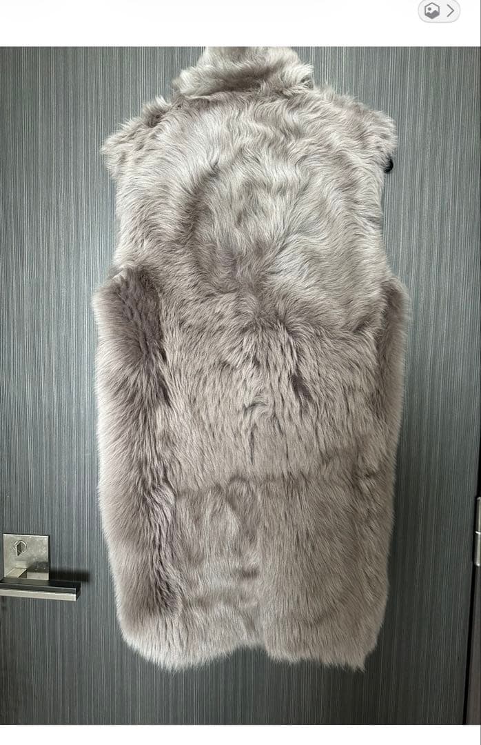 グレー ファーコート ノースリーブ ロング丈