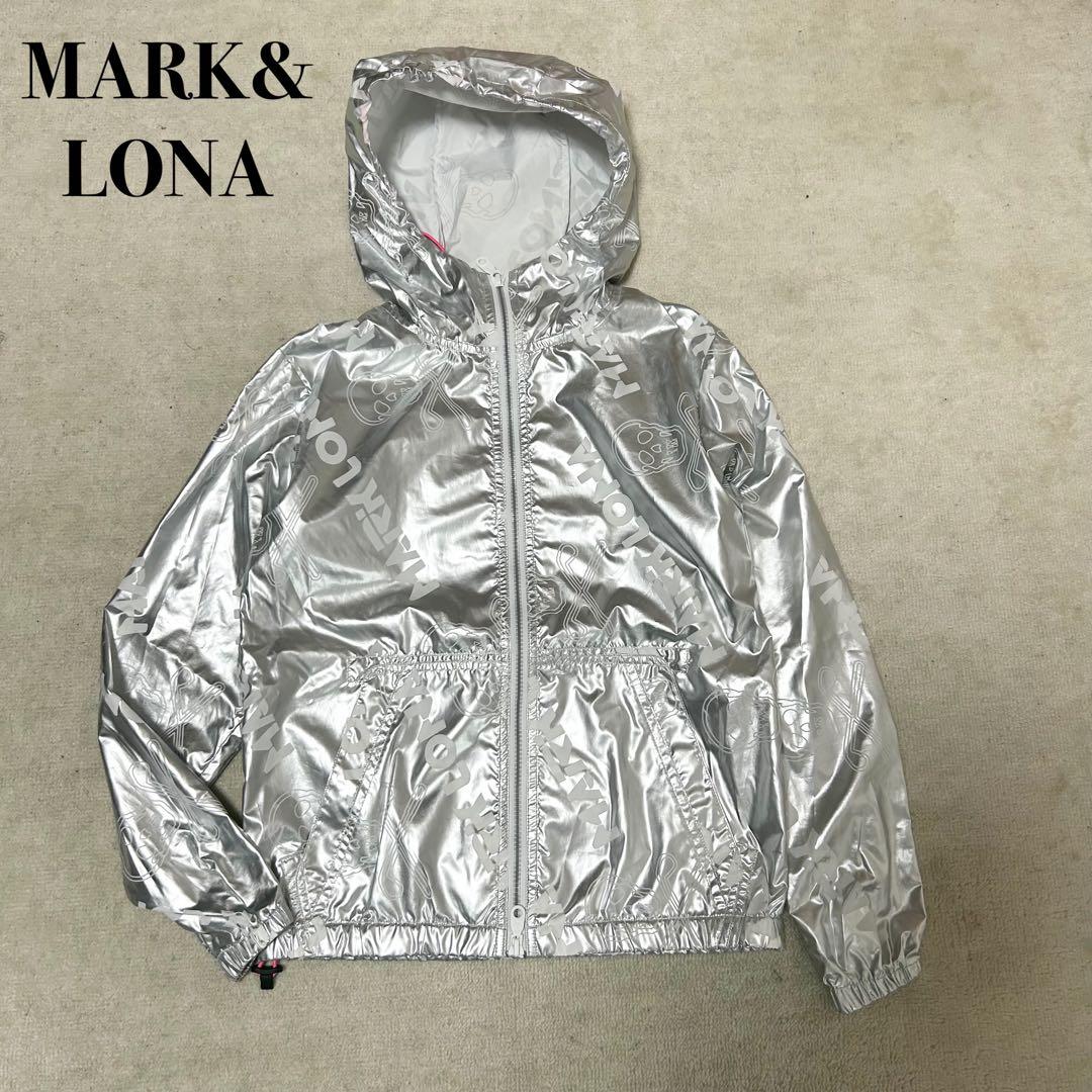 美品　マークアンドロナ　ナイロンジャケット　パーカー　シルバー　総柄　ドクロ