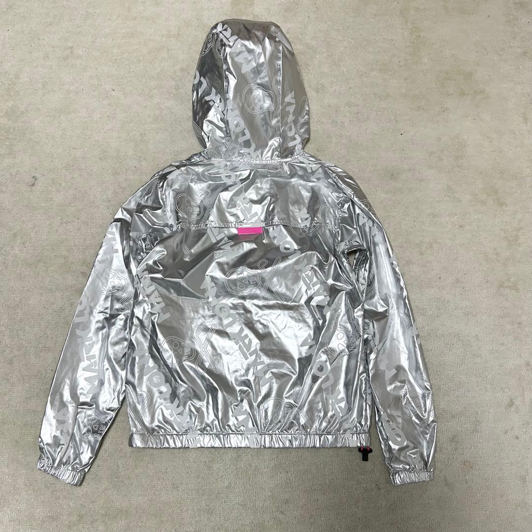 美品　マークアンドロナ　ナイロンジャケット　パーカー　シルバー　総柄　ドクロ