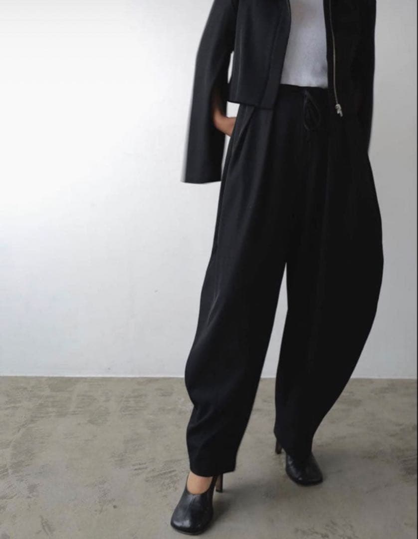 etre tokyo キャバルリーツイルワイドパンツ S ブラック