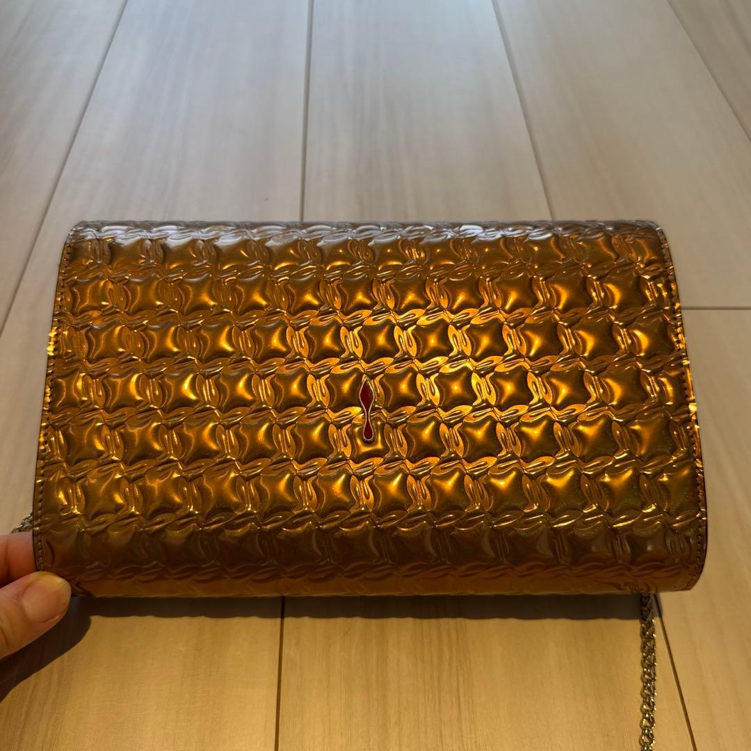 【希少】美品 クリスチャンルブタン クラッチ バッグ ゴールド bag 金色
