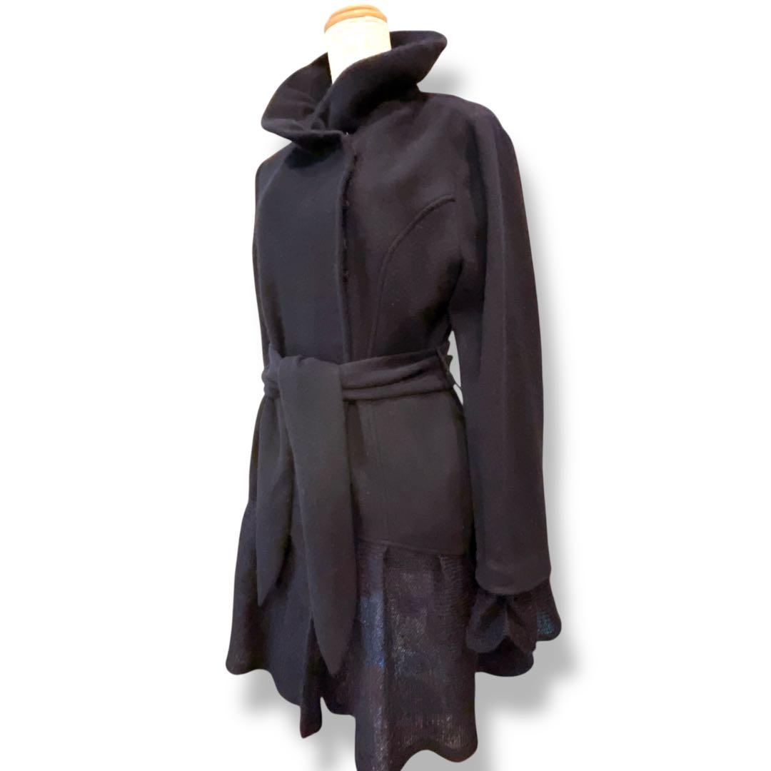 YUKI TORII ロングコート　ベルト　キッドモヘヤ　フォックス　濃紺　M