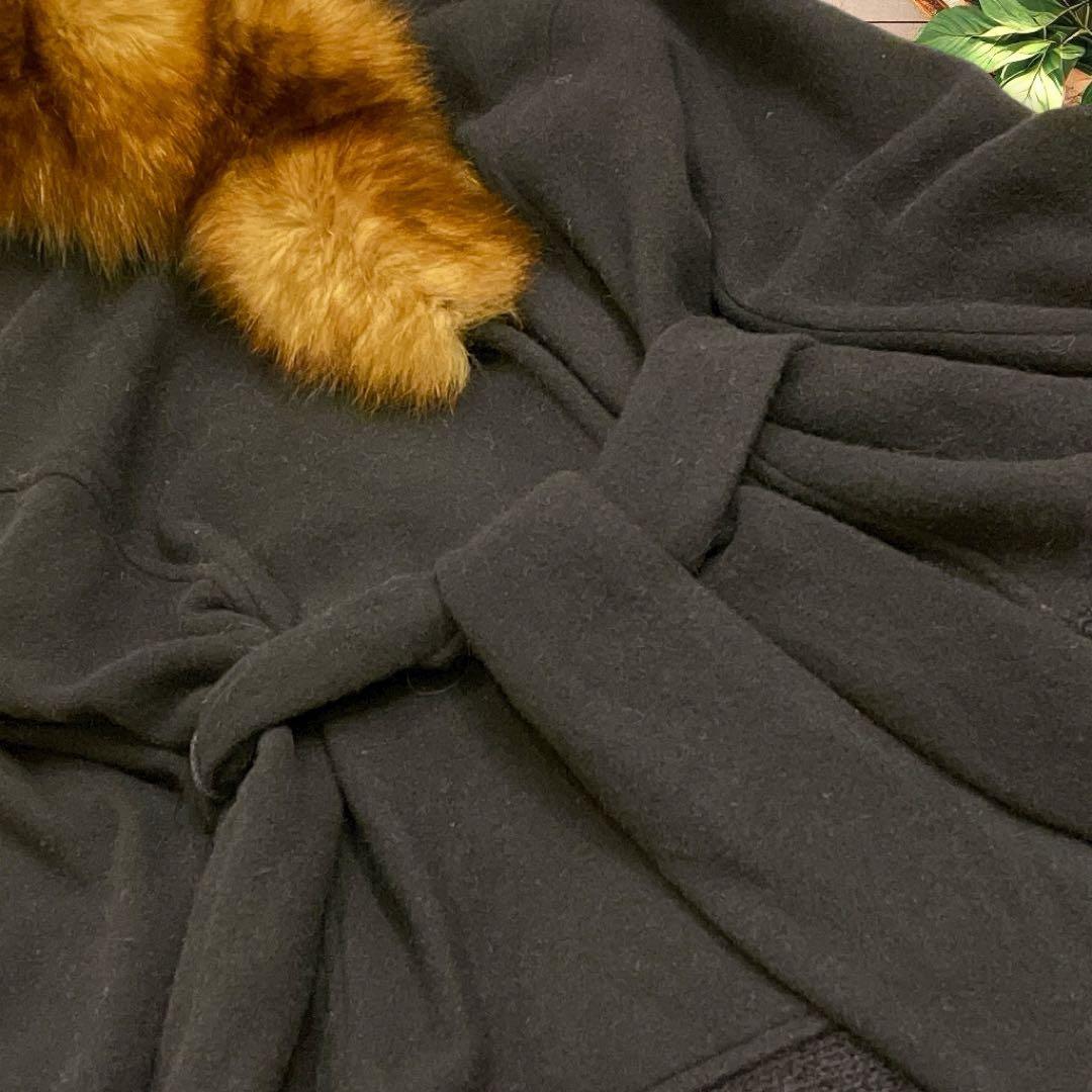 YUKI TORII ロングコート　ベルト　キッドモヘヤ　フォックス　濃紺　M