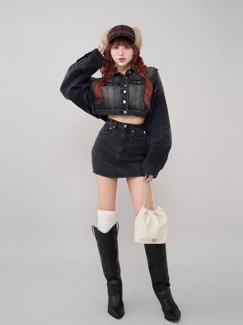 ダーリッチ バックカーブデニムミニスカート 【S】