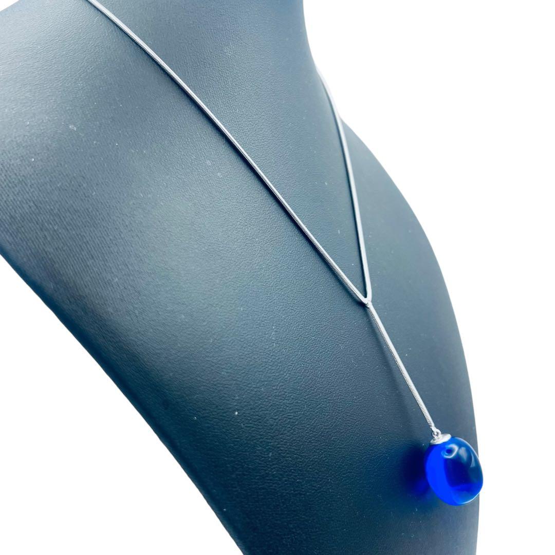 バカラ　タンタシオン　ブルー　クリスタル　シルバーネックレス　ペンダント