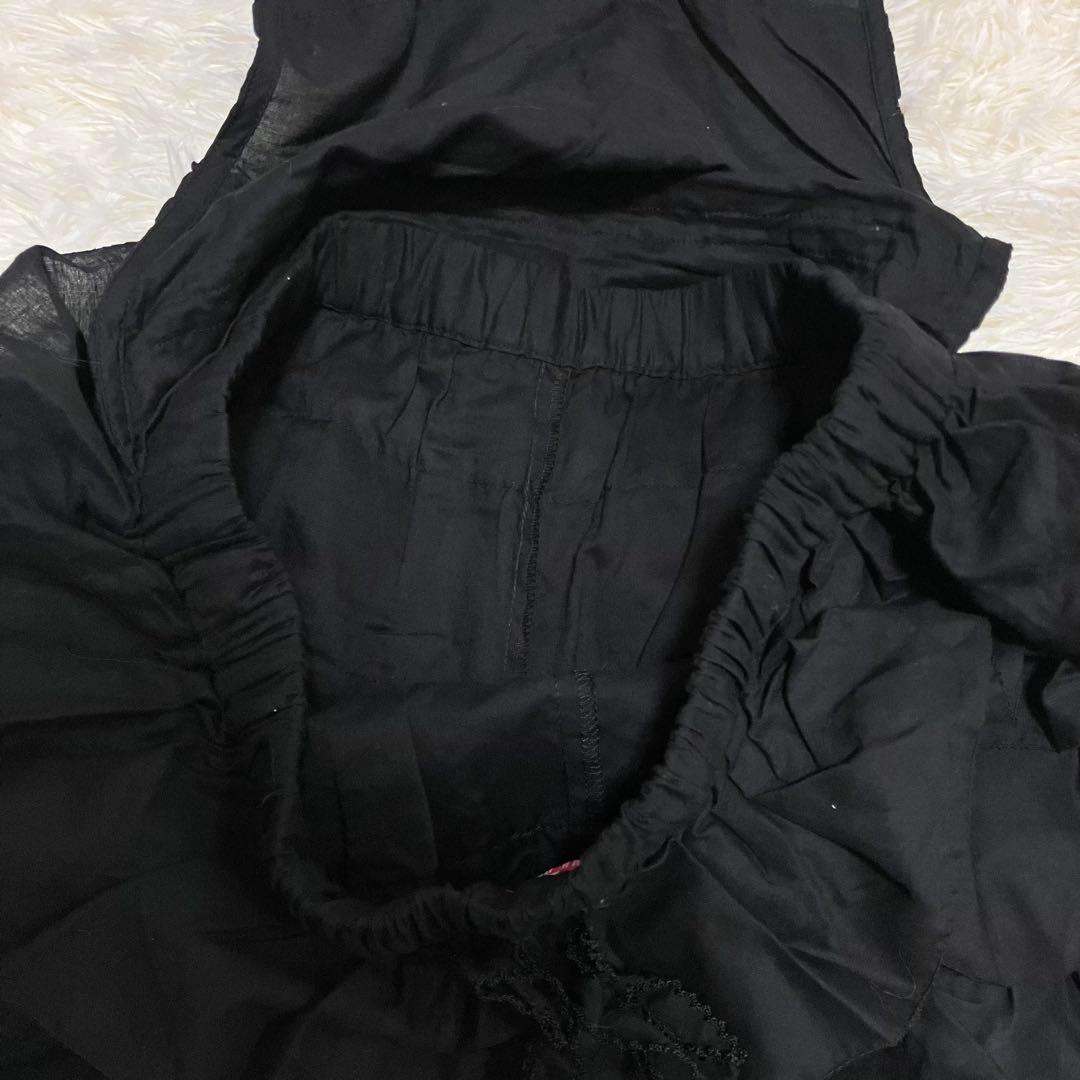 美品 ピンクハウス コットンローンエプロン風パンツ ピコフリル リボン