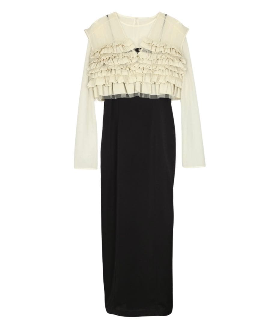 【美品】アンドレスド /ANDRESD タフタチュールベストセットドレス