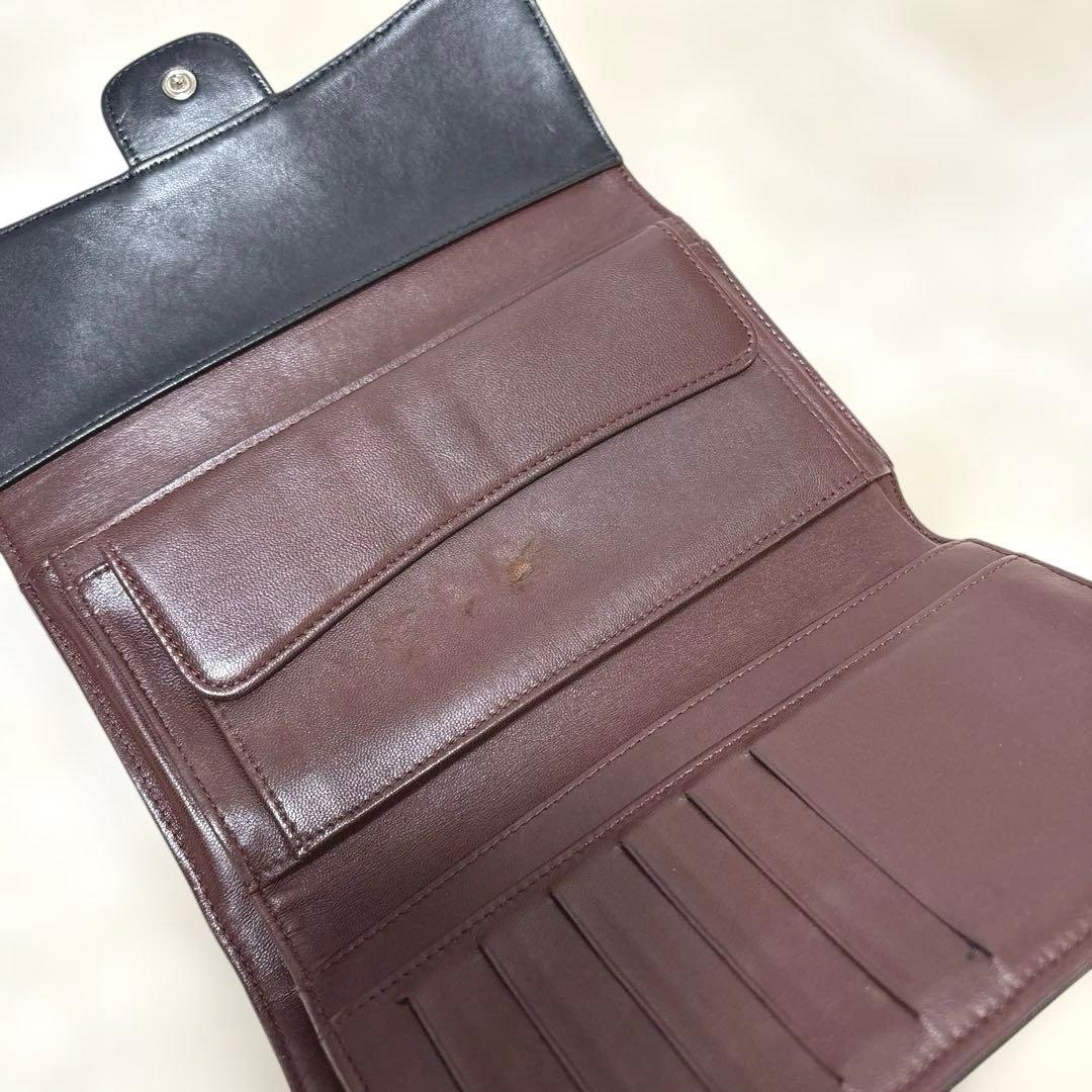 CHANEL シャネル 三つ折り長財布 マトラッセ ラムスキン ブラック