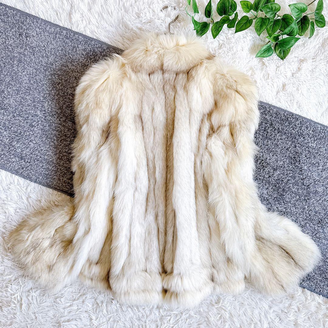 銀タグ サガフォックス リアルファー コート　シルバーフォックス　毛皮　9号