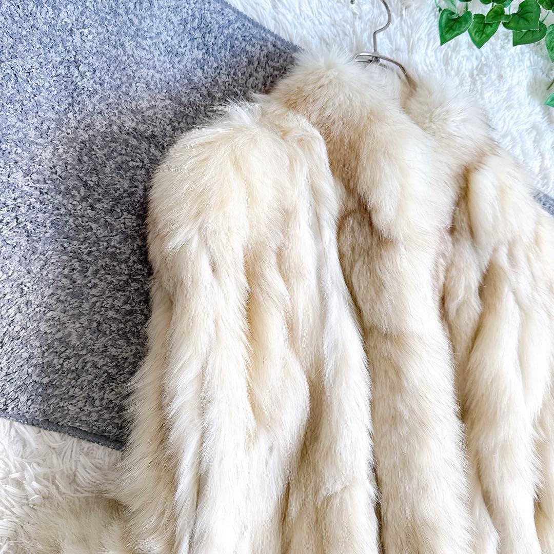 銀タグ サガフォックス リアルファー コート　シルバーフォックス　毛皮　9号