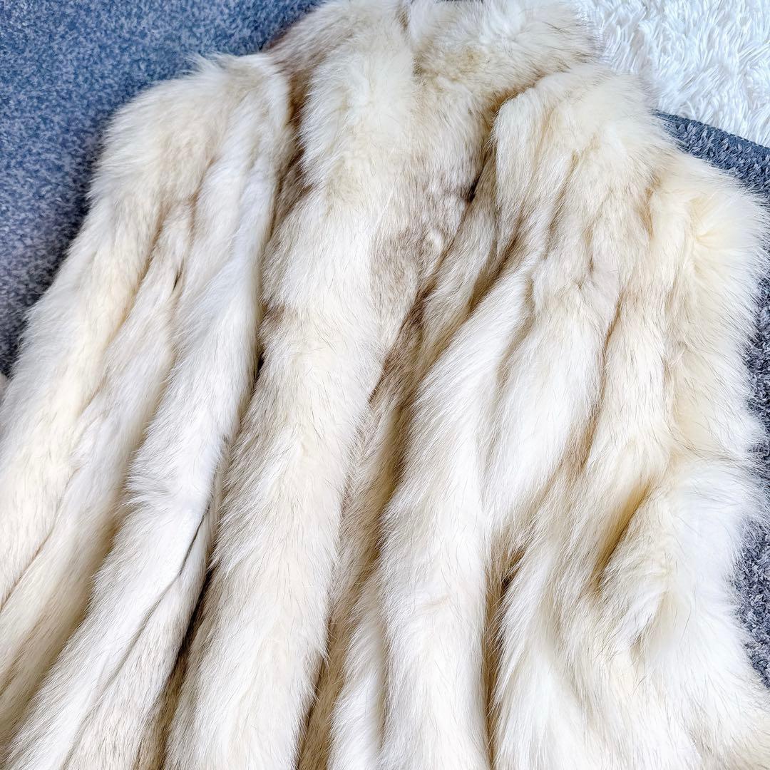 銀タグ サガフォックス リアルファー コート　シルバーフォックス　毛皮　9号