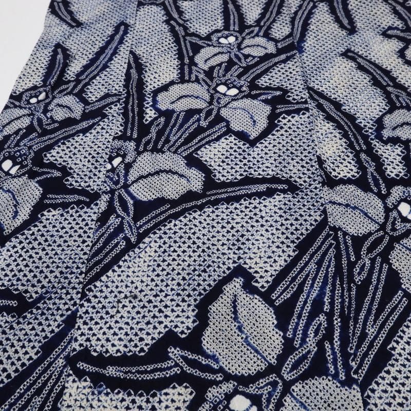 絞り浴衣＊夏着物＊菖蒲の花模様＊普段着として♪木綿着物◆5UA10