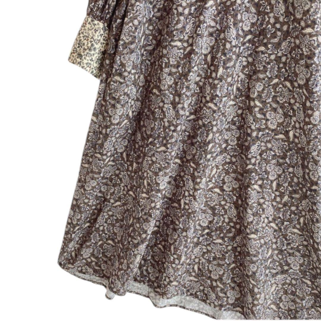 【美品】北欧暮らしの道具店 大人のための柄ワンピース ロング Aライン