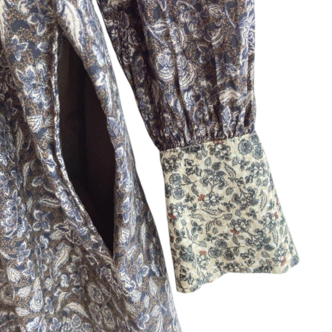 【美品】北欧暮らしの道具店 大人のための柄ワンピース ロング Aライン