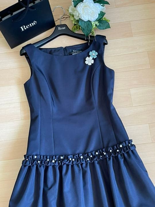 Rene パール ギャザー ビジュー ワンビース 極美品 foxey