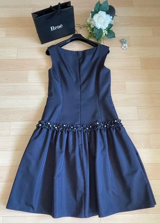 Rene パール ギャザー ビジュー ワンビース 極美品 foxey