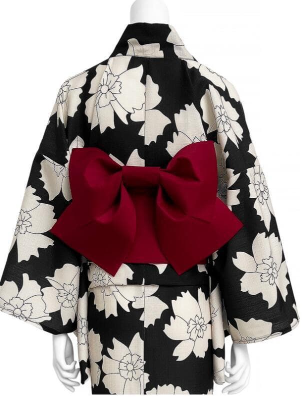 画像の帯＋おまかせ帯締めつき◆ノー皺加工最高級カルキュロ◆古都薫る江戸黒花浴衣◆