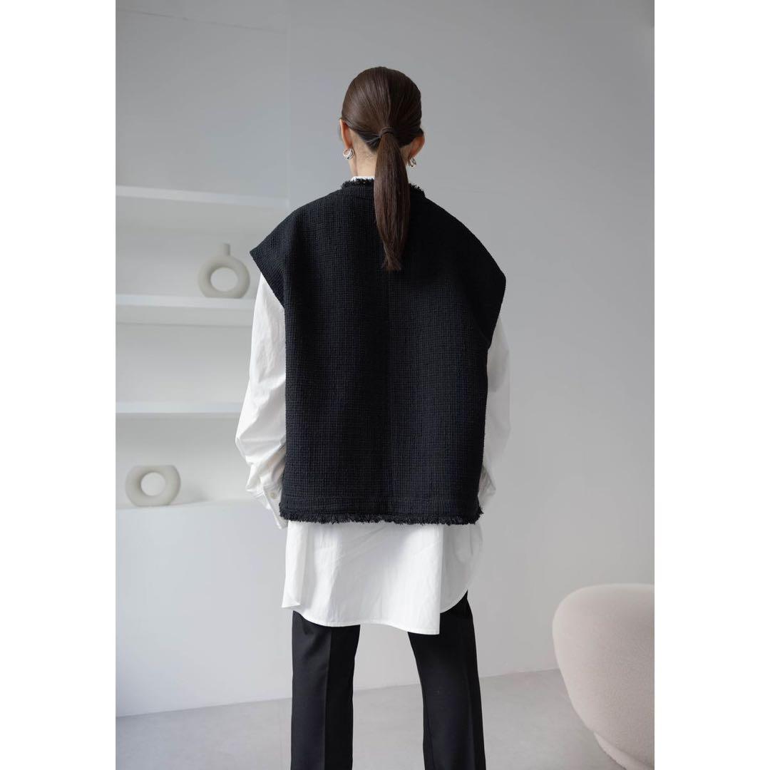 na.e Novel Tweed Vest_black ツイードベスト
