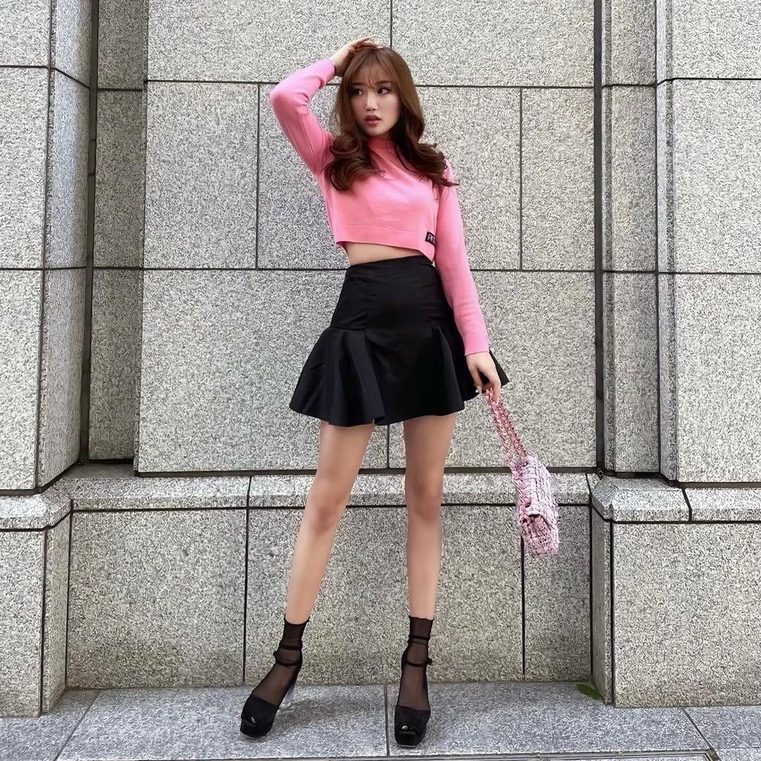 【sheller】シェリエ ナイロンZIPミニスカート