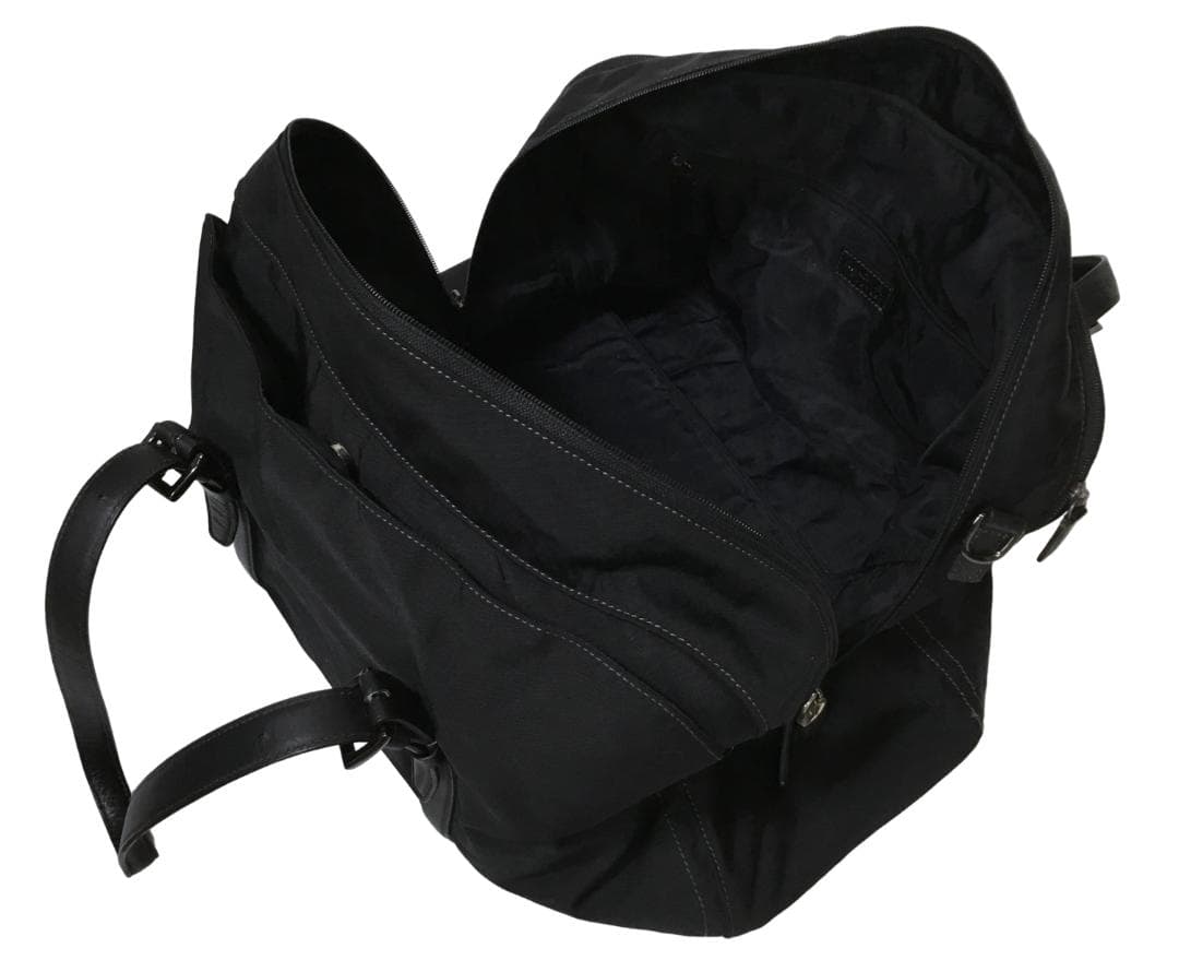 agnes b. アニエスベー ボストンバッグ 旅行鞄 ナイロン×レザー 黒