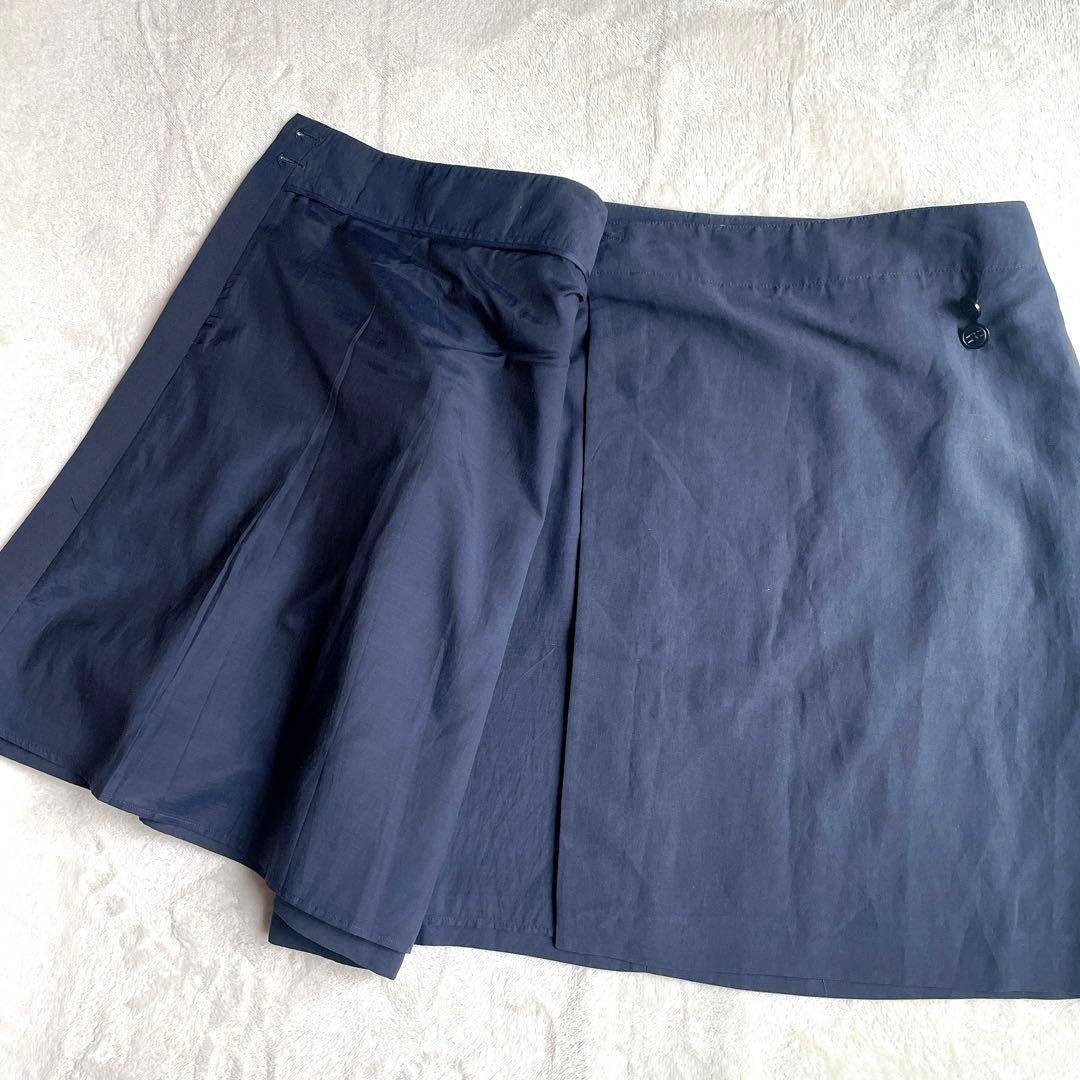 ARMANI COLLEZIONI リネン混 ネイビー スカート スーツ 48