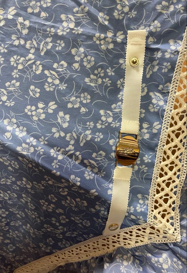 美品！！　ポロラルフローレン　楽折　遮光　晴雨兼用傘　水色花柄フリル日傘