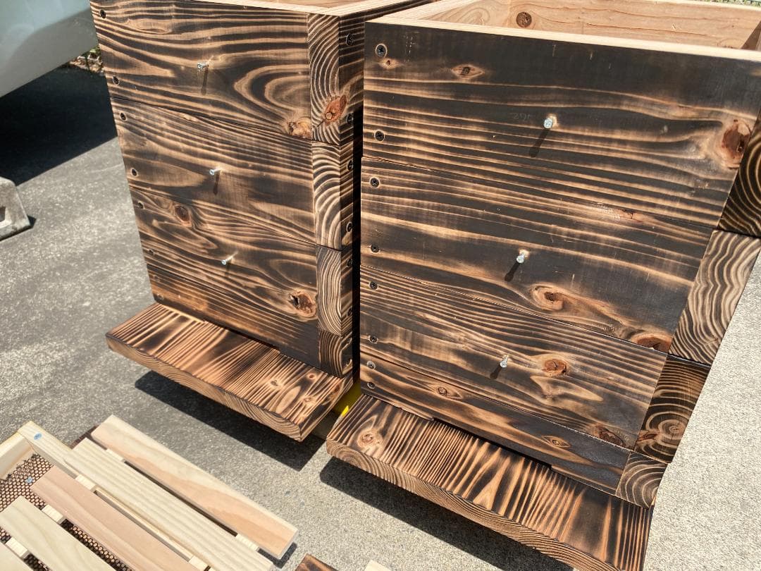 nacura 日本蜜蜂重箱式巣箱３段【ワイヤー着脱式】完成品×２基 送料込