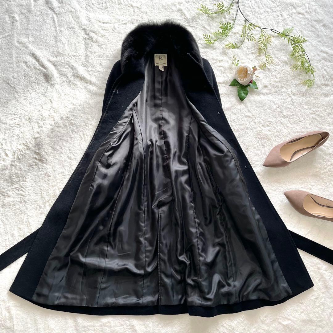 組曲 クミキョク フォックスファー アンゴラ ロングコート Aライン 比翼ボタン