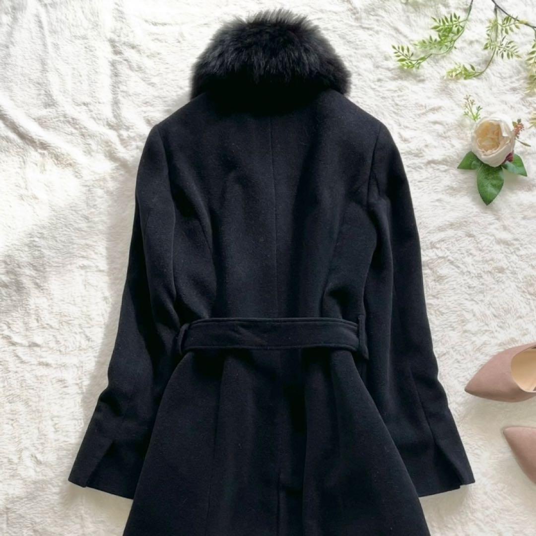 組曲 クミキョク フォックスファー アンゴラ ロングコート Aライン 比翼ボタン