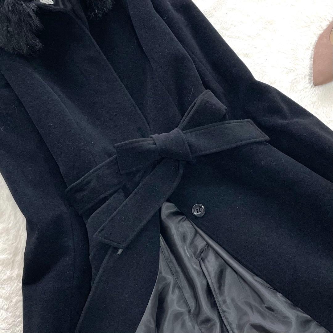 組曲 クミキョク フォックスファー アンゴラ ロングコート Aライン 比翼ボタン