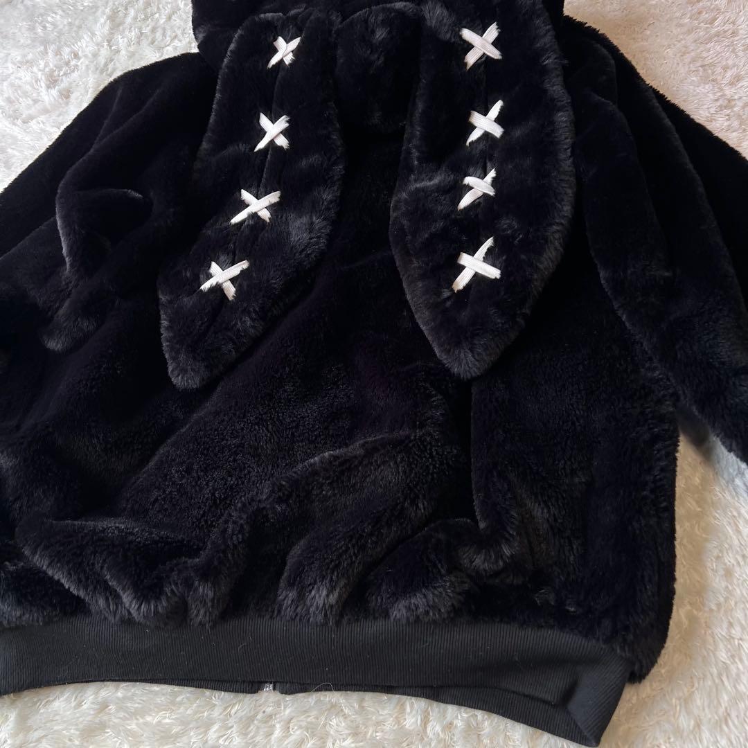 REFLEM うさ耳BIGファーパーカー ブラック