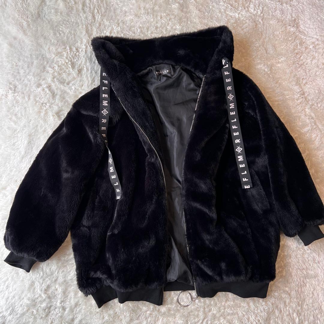 REFLEM うさ耳BIGファーパーカー ブラック