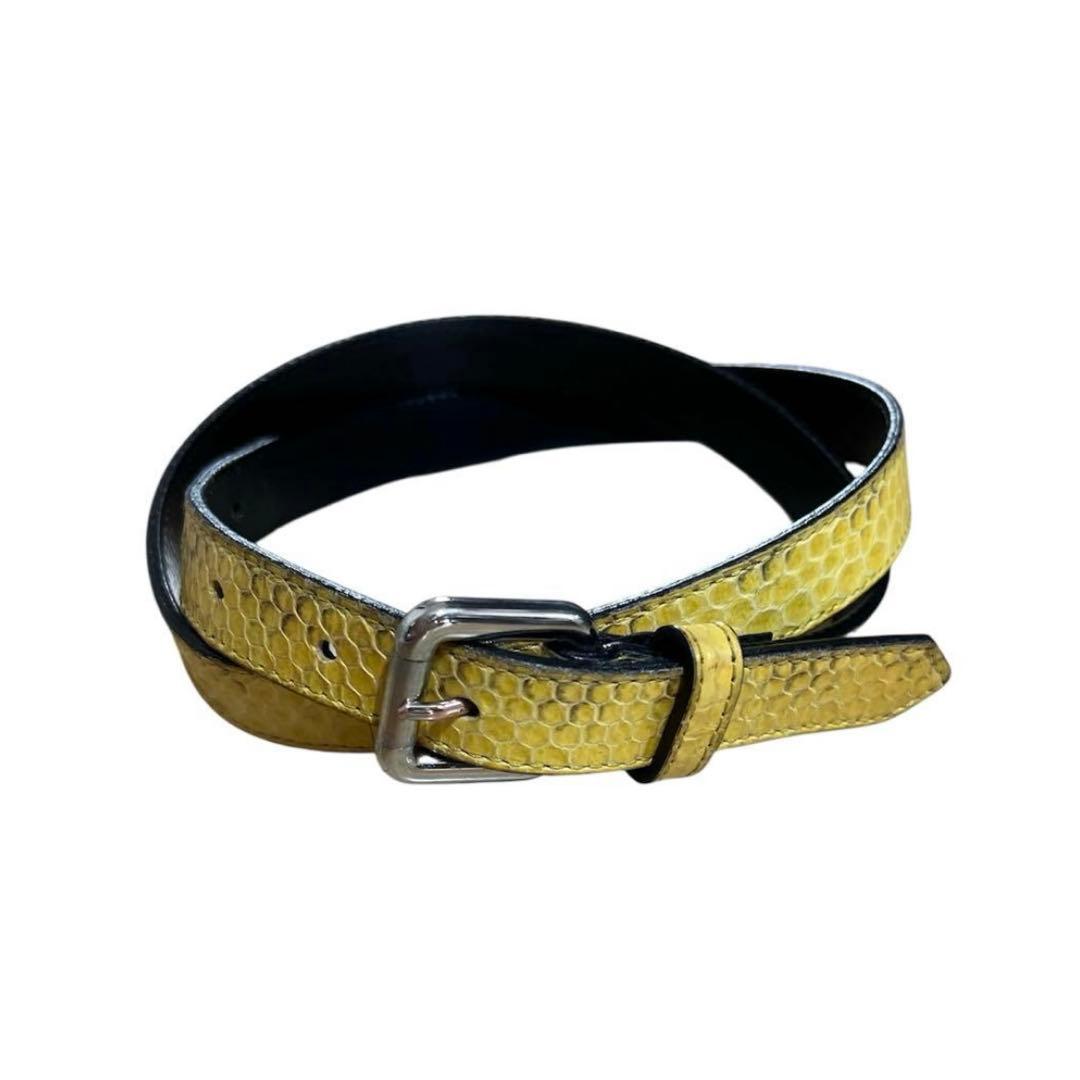 Dries Van Noten パイソン柄 ナローレザーベルト