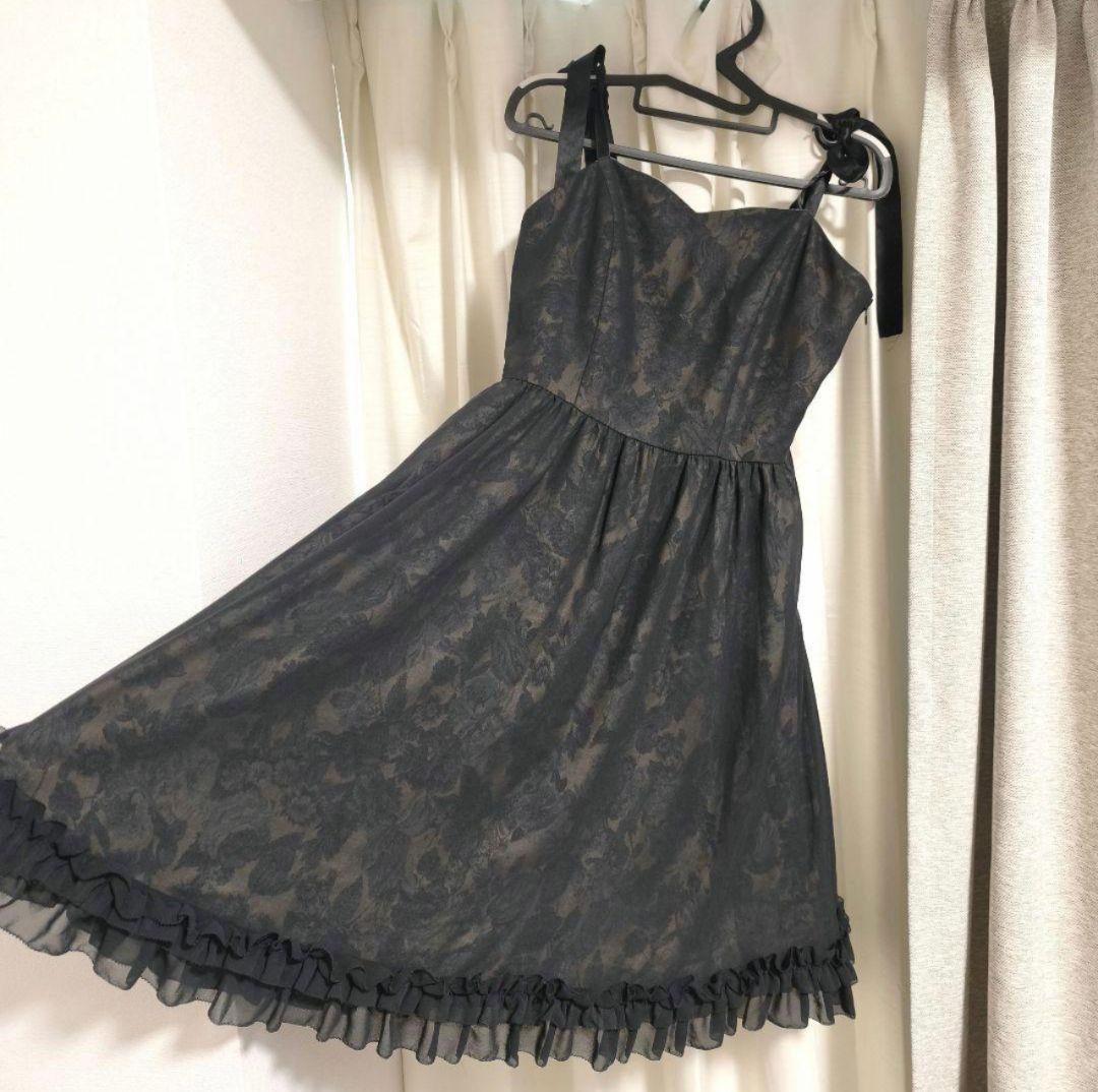 Moi-meme-Moitie 薔薇フリルジャンパースカート ミディネット