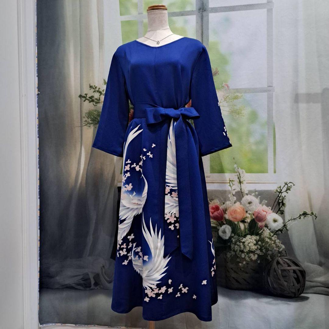 着物リメイク　ワンピース　ドレス　正絹　訪問着　付け下げ　ハンドメイド