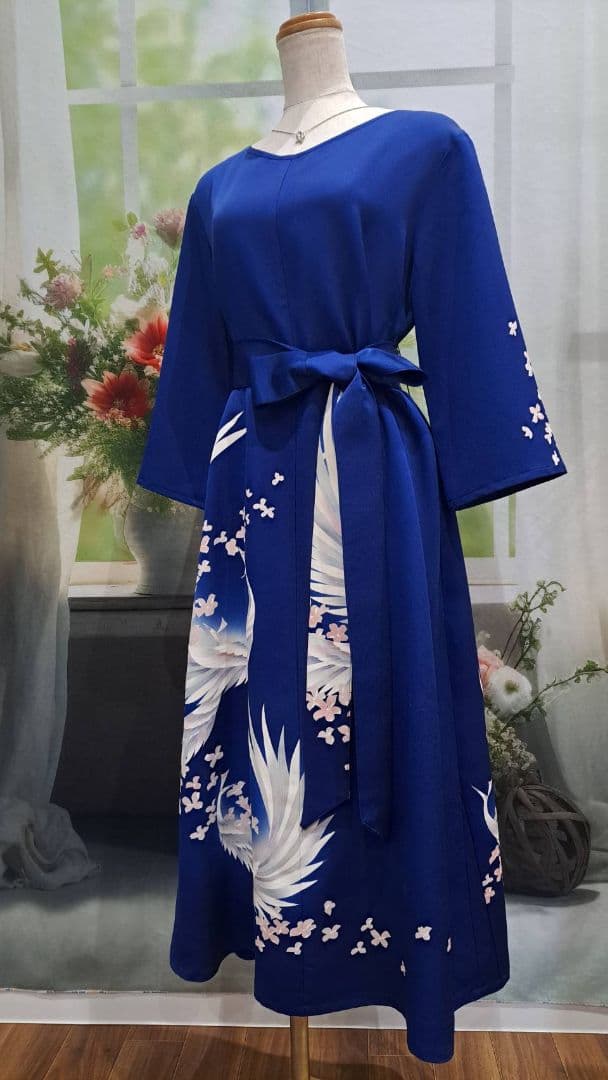 着物リメイク　ワンピース　ドレス　正絹　訪問着　付け下げ　ハンドメイド