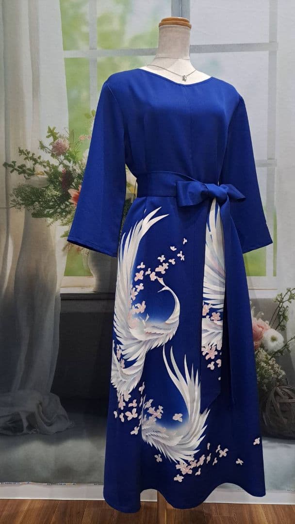 着物リメイク　ワンピース　ドレス　正絹　訪問着　付け下げ　ハンドメイド