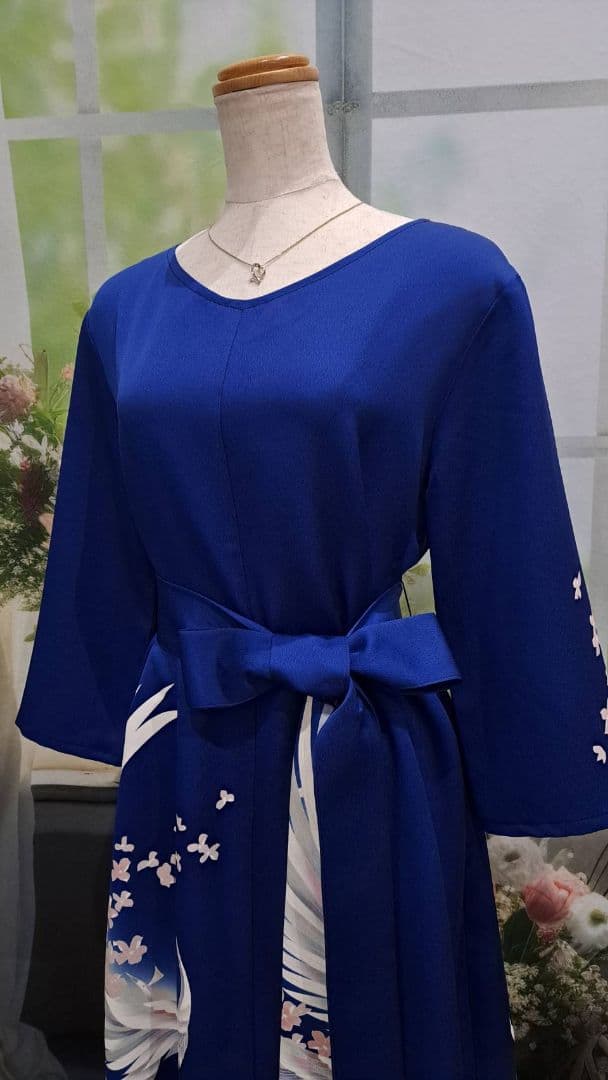 着物リメイク　ワンピース　ドレス　正絹　訪問着　付け下げ　ハンドメイド